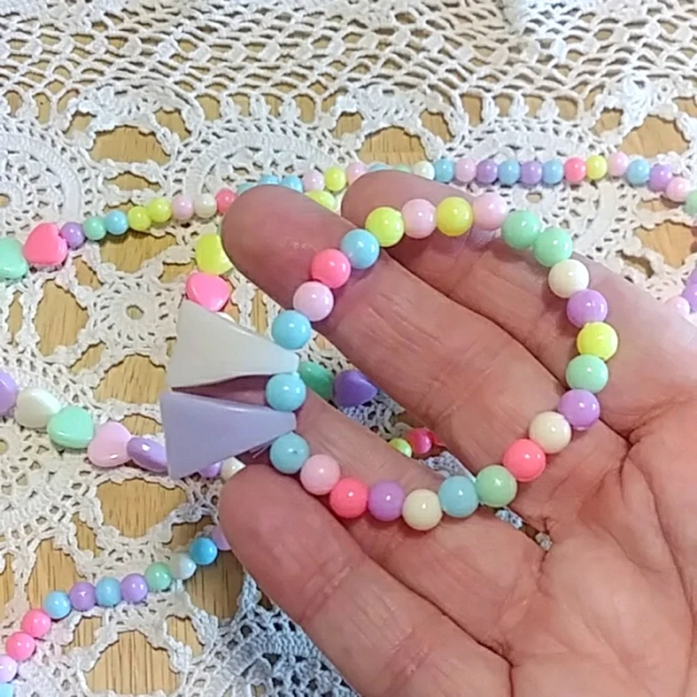 New girl's pastel costume jewelry sets - hearts and dino teeth
